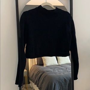 Cropped black turtleneck sweater